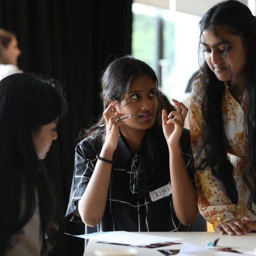 A group of young women having a discussion. Credit: Rehan Jamil